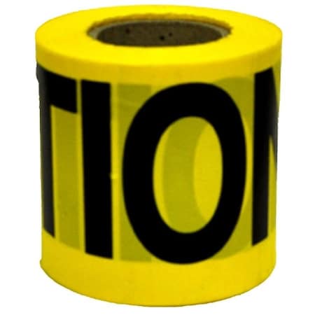 Barricade Safety Tape, 300 Ft L, 3 In W, Yellow, Polyethylene